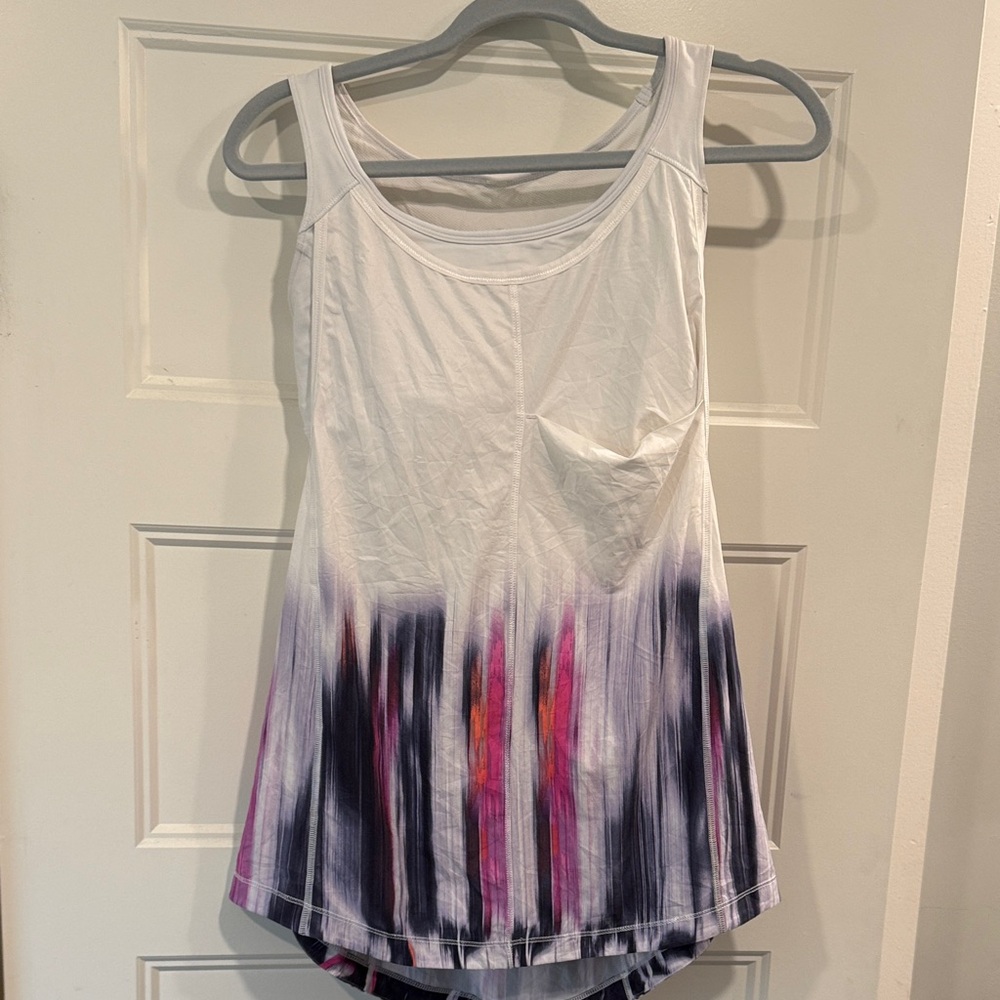 lululemon athletica White and Multicolor Tank Top Built in Bra